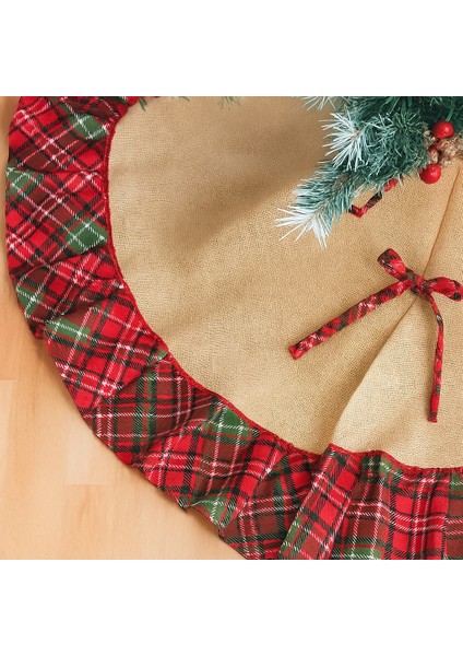 Yılbaşı Ekoseli Çam Ağacı Örtüsü Noel Eteği 130 Cm