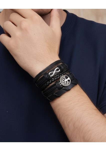 Sonsuzluk Yaşam Ağacı Sembol 5 Parçalı Hakiki Deri Bileklik Setleri fiyatları