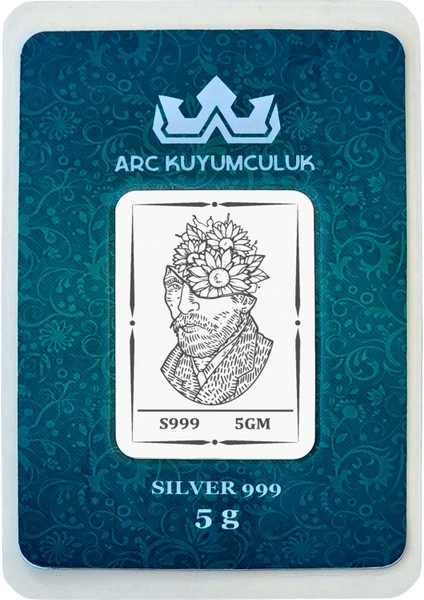 Van Gogh Temalı 999 Ayar Gümüş ile Tasarlanmış Hediyeye Özel 5 Gram Gümüş Külçesi-771