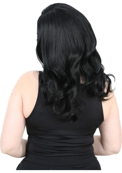 Kahkülsüz Fiber Sentetik Orta Boy Dalgalı Peruk - Siyah modelleri