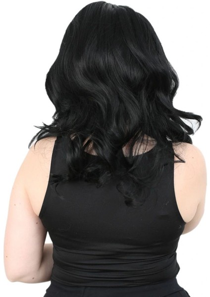 Kahkülsüz Fiber Sentetik Orta Boy Dalgalı Peruk - Siyah fırsatları