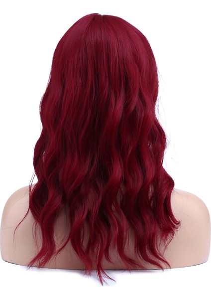 Dalgalı Kısa Perçemli Fiber Sentetik Peruk - Kızıl indirimleri