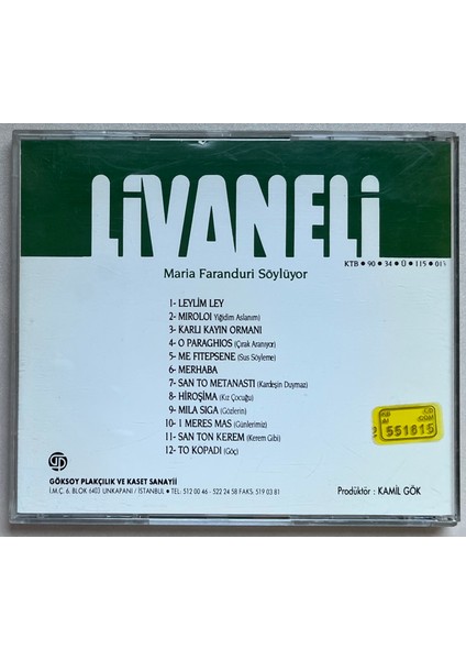 Zülfü Livaneli Maria Faranduri Söylüyor Seçme Eserler 2 CD (Orijnal 1990 Dönem Baskı Cd) fiyatları