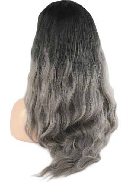 Fiber Sentetik Uzun Su Dalgası Peruk - Siyah Gri Ombreli indirimleri
