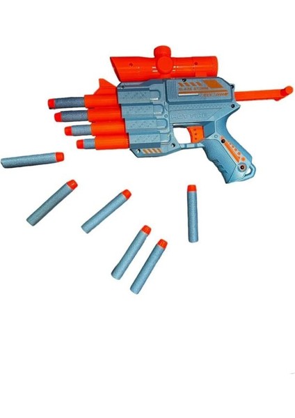 Nişancı Dart Atan 4 Ağızlı Sünger Mermili Oyuncak Silah 21 cm