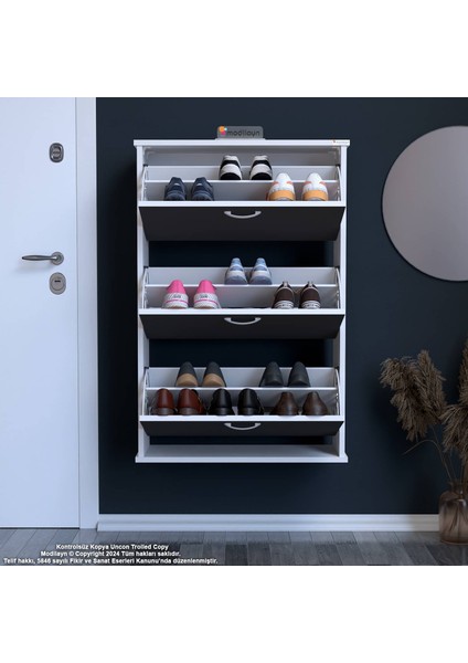 Varbi Asma Antre 72 x 115 X26 Cm’lik 3 Düşer Kapak 6 Göz Bölmeli Ayakkabılık