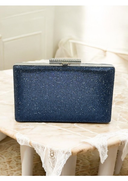 Lacivert Renk Iki Tarıfıda Komple Taşlı Metal Saplı Kadın Abiye Çanta Düğün Nişan Mezuniyet modelleri