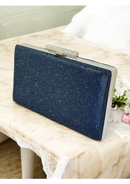 Lacivert Renk Iki Tarıfıda Komple Taşlı Metal Saplı Kadın Abiye Çanta Düğün Nişan Mezuniyet fırsatları