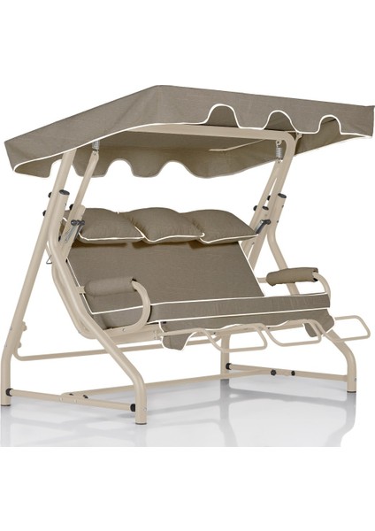 Salvia 3 Kişilik Bahçe Balkon Salıncağı - Kum Rengi / Panama Bej