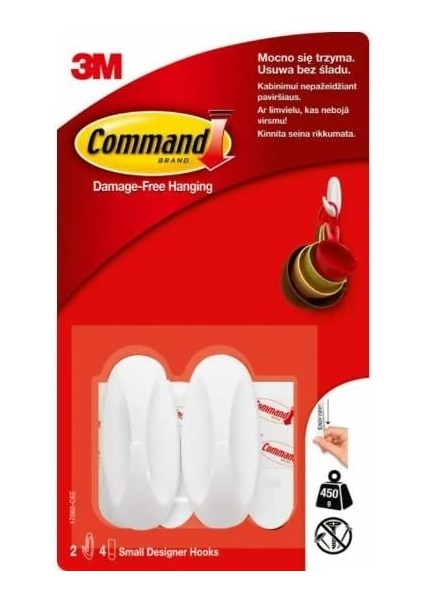 ™ Command™ 17082-CEE Ipli Çerçeve Askısı, Max 450 gr (2 Askı ve 4 Küçük Boy Cırt Bant)