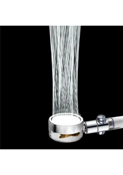 Turbo Pervaneli ve Filtreli Su Tasarruflu 360 Derece Dönebilen Tazyikli Duş Başlığı