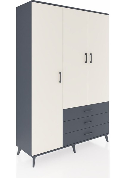 Hyperion Dolap 6 Raflı 3 Çekmeceli Tek Askılı 132X44X195 Antrasit-Aytaşı/antrasit fiyatları