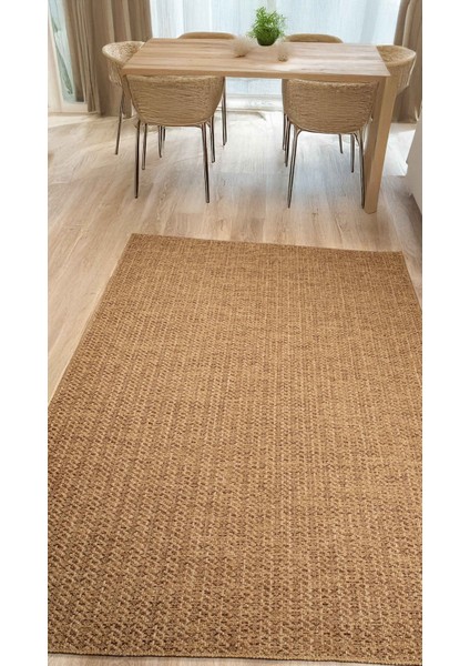 Jüt Rengi Naturel Sisal Hasır Desen Halı – Yıkanabilir, Kaymaz Taban, Toz Tutmaz & Antibakteriyel Makine Dokuma Halı