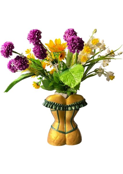 Kadın Büstü Figürlü Dekoratif Vazo Model 2 – El Boyaması – Sanatsal Ev ve Ofis Dekoru fırsatları