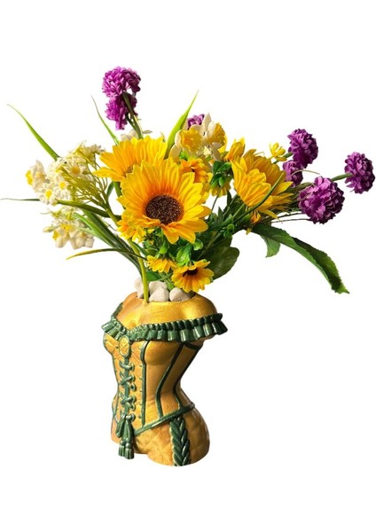 Kadın Büstü Figürlü Dekoratif Vazo Model 2 – El Boyaması – Sanatsal Ev ve Ofis Dekoru