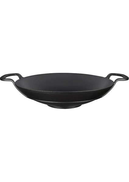 Döküm Wok Tava, Metal Kulplu, 38CM, Siyah