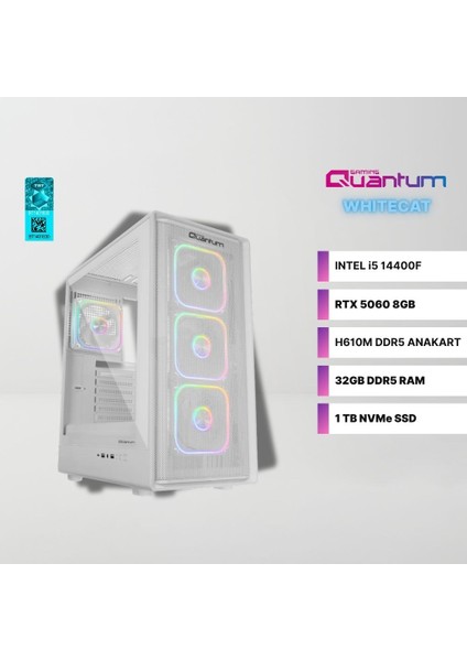 Whitecat ME2007 Intel I5-14400F 32GB Ddr5 1tb Nvme SSD Rtx 5060 8gb Gaming Masaüstü Bilgisayar