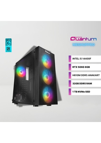 Meshuppro EV1804 Intel I5-14400F 32GB Ddr5 1tb Nvme Rtx 5060 8gb Masaüstü Oyun Bilgisayarı
