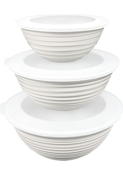 Home 3’lü Yuvarlak Kapaklı Plastik Saklama Kabı Seti – 3l, 2l, 1l – Mikrodalga ve Buzdolabı Uyumlu – Çok Amaçlı Gıda Saklama Kabı, Sızdırmaz ve Sağlam Tasarım (Beyaz)