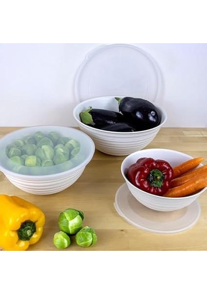 Home 3’lü Yuvarlak Kapaklı Plastik Saklama Kabı Seti – 3l, 2l, 1l – Mikrodalga ve Buzdolabı Uyumlu – Çok Amaçlı Gıda Saklama Kabı, Sızdırmaz ve Sağlam Tasarım (Beyaz) modelleri
