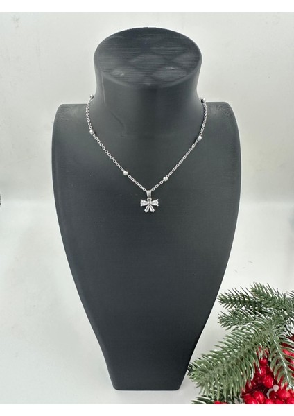 Gümüş Renk Çelik Zincir Kadın Kolye