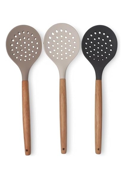 Bambu Saplı Silikon Kevgir, Bambu Uzun Silikon Geniş Kevgir 27CM 3 Renk Seçenekli (Siyah) indirimleri