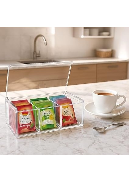 6 Bölmeli Plastik Çay Kutusu – Şeffaf Kapaklı, Gıda Dostu, Düzenleyici Kutu, Baharat/çerez/şeker Saklama Kabı – Mutfak Organizeri fırsatları