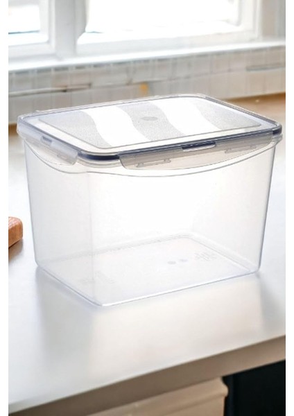 Home Kilitli Geniş Saklama Kabı 10 Litre Contalı Hava Sızdırmaz Saklama Kabı Şeffaf 20 cm Şeffaf