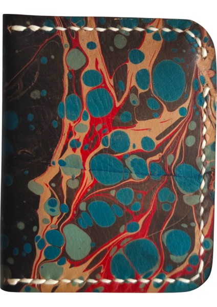 El Yapımı Hakiki Deri Ebru Sanatlı Cüzdan -Turkish Marbled Art Tasarım - Vegetable-Tanned Ince Küçük Katlanabilir Model Sanatsal El Işçiliği Erkek & Kadın Cüzdanı fiyatları