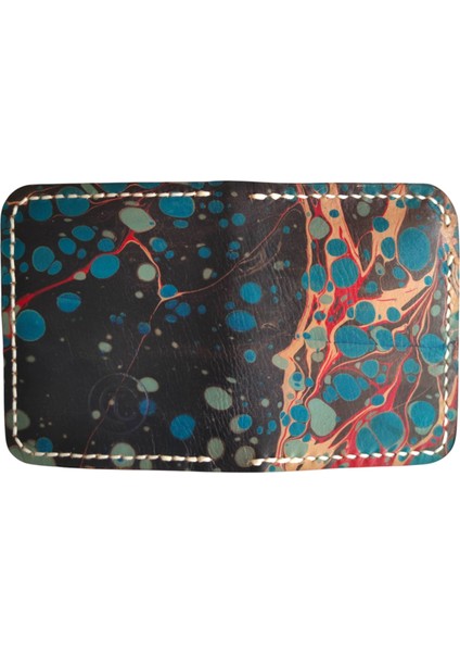 El Yapımı Hakiki Deri Ebru Sanatlı Cüzdan -Turkish Marbled Art Tasarım - Vegetable-Tanned Ince Küçük Katlanabilir Model Sanatsal El Işçiliği Erkek & Kadın Cüzdanı indirimleri