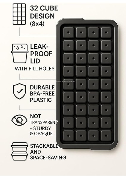 Plastik Buz Kalıbı 32 Bölmeli Kare Küp Şeklinde Buzluk Kalıbı Su Doldurma Kapaklı Sızdırmaz Tasarım Gıda Uyumlu Malzeme fiyatları