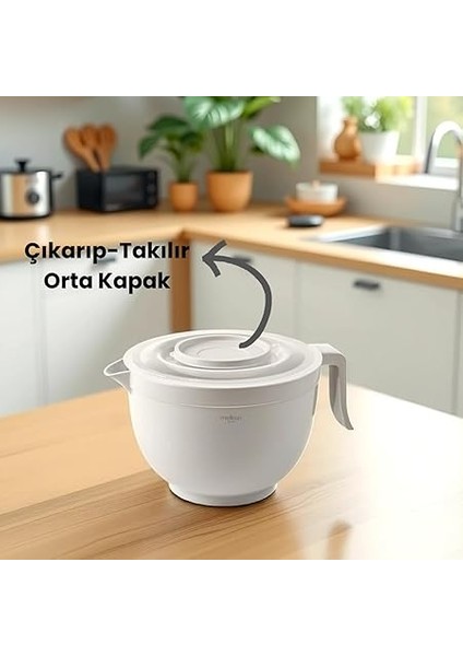 Home Karıştırma Kabı &amp; Mikser Kase Kapaklı Mikser Kase 3 Litre Çırpma Kabı Krem modelleri