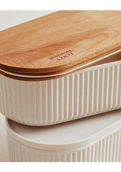 Coco Magou 2'li Ahşap Kapaklı Saklama Kabı, 1000 Ml, Soft Ekru modelleri