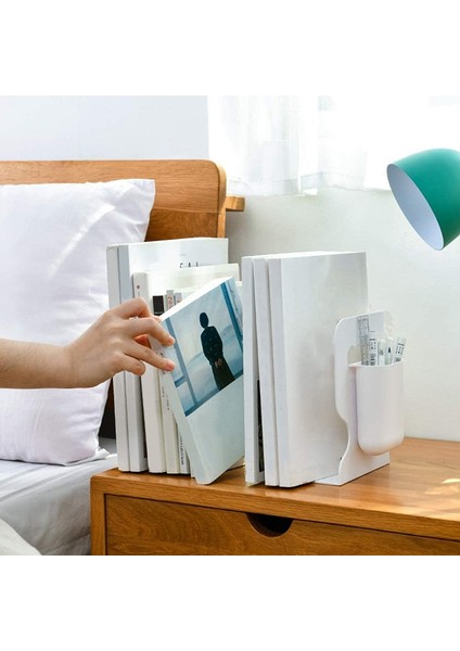 Geri Çekilebilir Kitap Ayracı Raflar Kitaplık ile Kalem Tutucu, Görev Metal Tutucu Masaüstü Organizatör Depolama (Yurt Dışından) modelleri