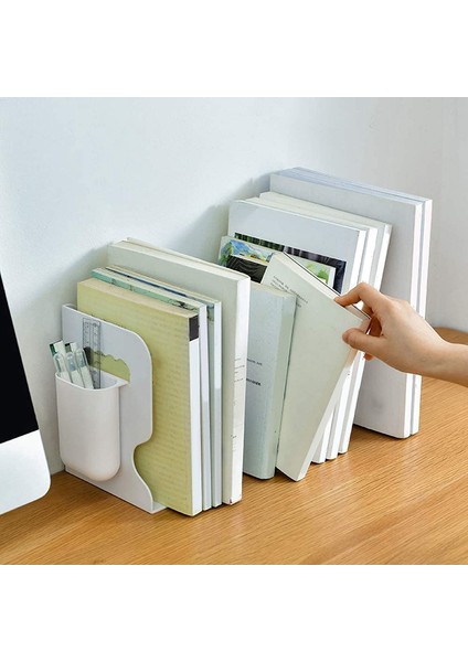 Geri Çekilebilir Kitap Ayracı Raflar Kitaplık ile Kalem Tutucu, Görev Metal Tutucu Masaüstü Organizatör Depolama (Yurt Dışından) indirimleri