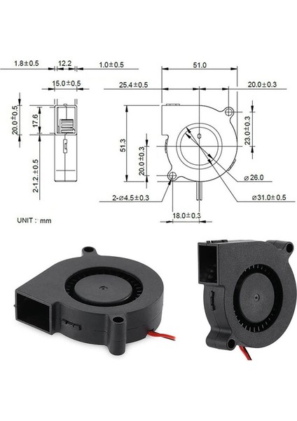 50 mm Üfleyici 24 Volt 5015 Çift Bilyalı Rulmanlı 50 x 15 mm Turboşarjlı Fırçasız- Hızlı (4'lü Paket) (Yurt Dışından) fiyatları