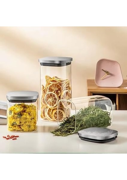 Home Kare Borosilikat Cam Sızdırmaz Vakumlu Erzak ve Bakliyat Saklama Kabı – Havadaki Termisil Kavanoz, Şeker, Un, Makarna, Çay, Kahve ve Kuru Gıdalar Için Ideal (Metal Kapak, 900 Ml) modelleri