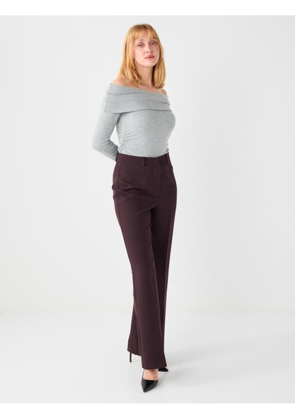 Acı Kahve Bol Kesim Bol Paça Normal Bel Dokuma Pantolon modelleri