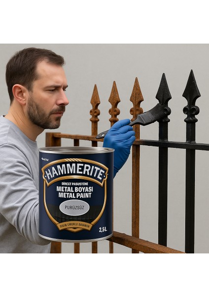 Hammerite Astarsız Boyasız Paslı Yüzey Metal Boyası Pürüzsüz Siyah 2,5 L fiyatları
