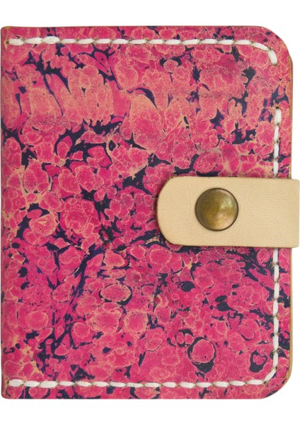 El Yapımı Hakiki Deri Pembe Kadın Cüzdan - Full-Grain Ince Küçük Katlanabilir Model - Kart Bölmeli Minimalist ve Zarif El Işçiliği Tasarım