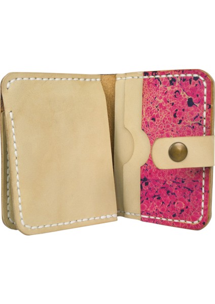 El Yapımı Hakiki Deri Pembe Kadın Cüzdan - Full-Grain Ince Küçük Katlanabilir Model - Kart Bölmeli Minimalist ve Zarif El Işçiliği Tasarım fiyatları