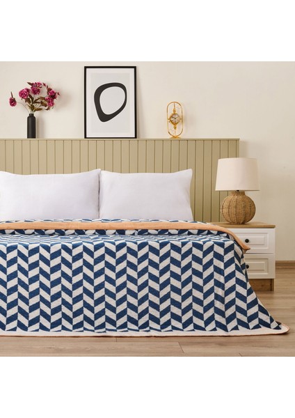 Soft Flux Pamuklu Çift Kişilik Battaniye - Lacivert - 200X220 cm fiyatları