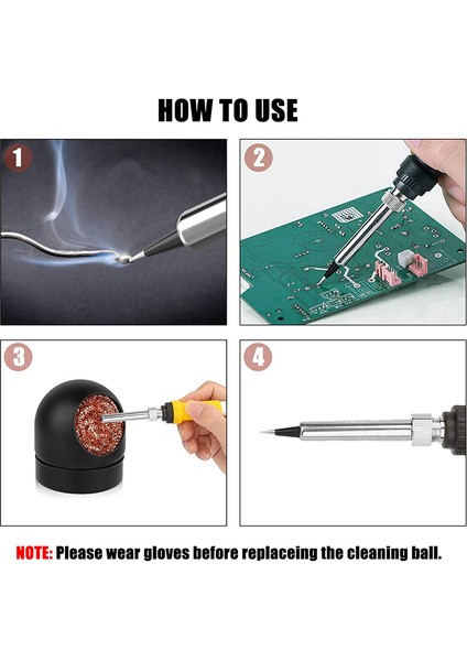 Havya Ucu Temizleyici, Lehim Ucu Temizleyici Kit-5pcs Temizleyici Tel Topu, 1pc Bilyalı Tutucu (Yurt Dışından) fırsatları