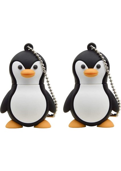 32GB Yenilik Sevimli Bebek Penguen USB 2.0 Flash Sürücü Veri Memory Stick Cihazı - Siyah Beyaz, 2 Adet (Yurt Dışından)