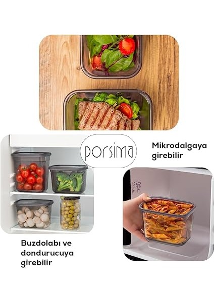 1022 12 Li Etiketli Kapaklı Dikdörtgen Gıda Erzak Bakliyat Saklama Kabı Seti - 1,3 Lt modelleri