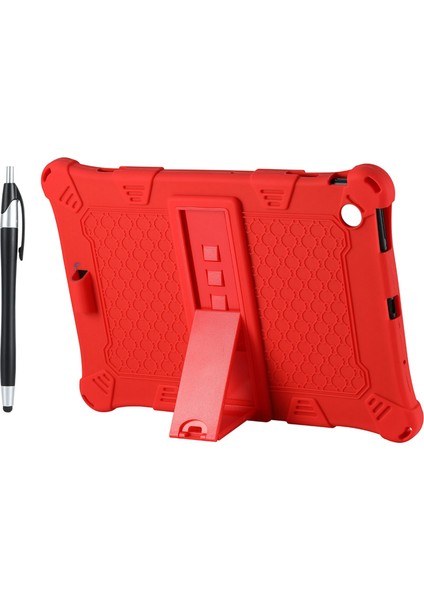 M40SE 10.1 Inç Tablet Kılıfı Için Silikon Kılıf Tablet Standı ve Kalemli Düşmeyi Önleyici Koruma Kılıfı (Kırmızı) (Yurt Dışından)