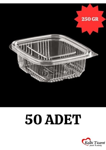 Ticaret Plastik Saklama Kabı 250 gr 50 Adet Plastik Kapaklı Kase Sızdırmaz Kap Şeffaf Kullan At Kase fiyatları