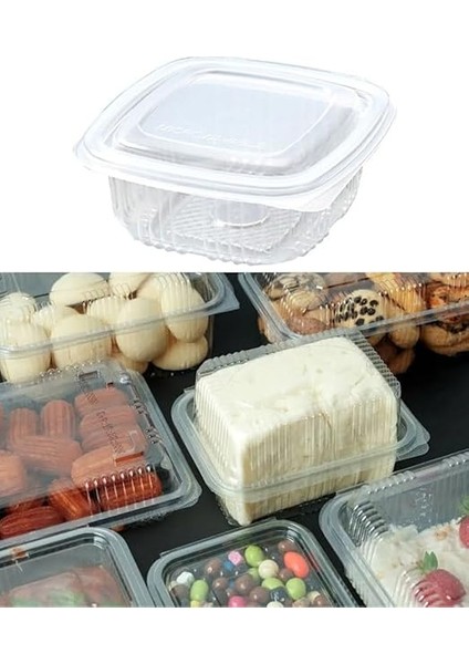 Ticaret Plastik Saklama Kabı 250 gr 50 Adet Plastik Kapaklı Kase Sızdırmaz Kap Şeffaf Kullan At Kase fırsatları