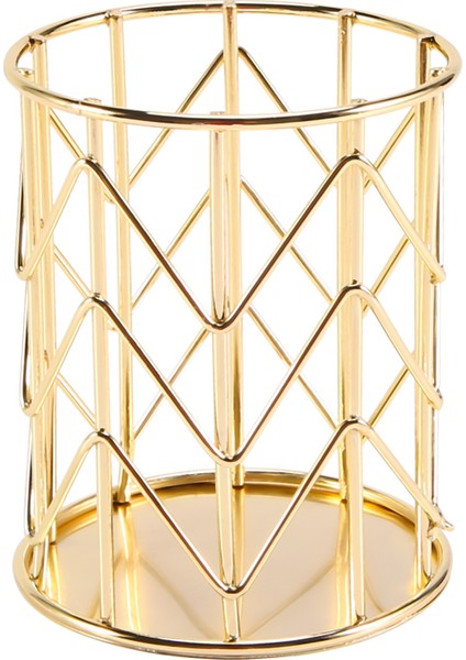 Altın Içi Boş Kalem Tutucu Çok Fonksiyonlu Metal Kalem Tutucu Makyaj Fırça Tutucu Ev Ofis Masası Dekorasyon (Yurt Dışından)