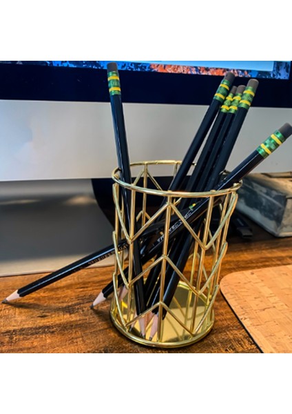 Altın Içi Boş Kalem Tutucu Çok Fonksiyonlu Metal Kalem Tutucu Makyaj Fırça Tutucu Ev Ofis Masası Dekorasyon (Yurt Dışından) fırsatları